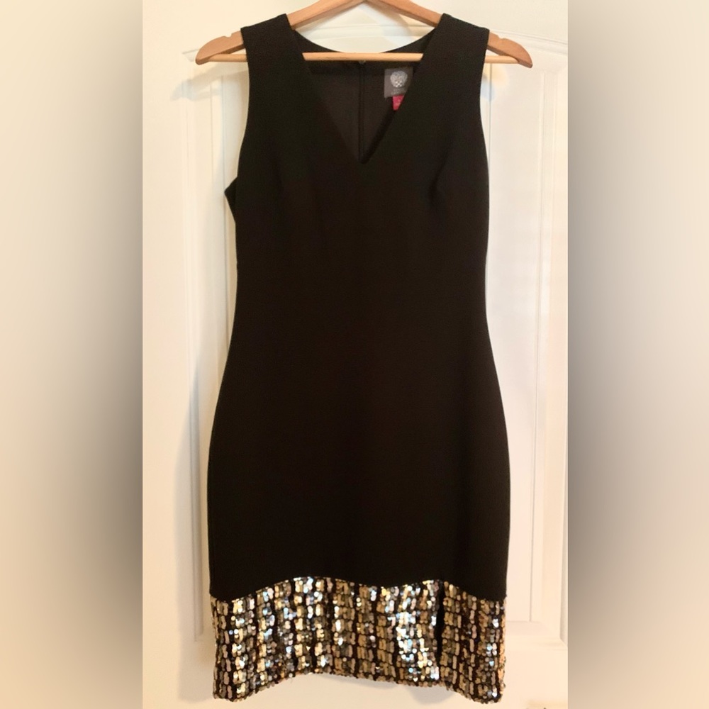 NEW Vince Camuti black dress with sequins band size 6